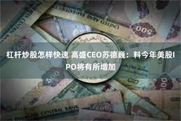 杠杆炒股怎样快速 高盛CEO苏德巍：料今年美股IPO将有所增加