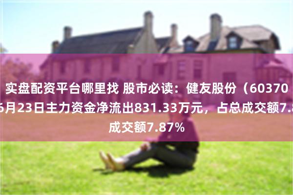 实盘配资平台哪里找 股市必读：健友股份（603707）6月23日主力资金净流出831.33万元，占总成交额7.87%